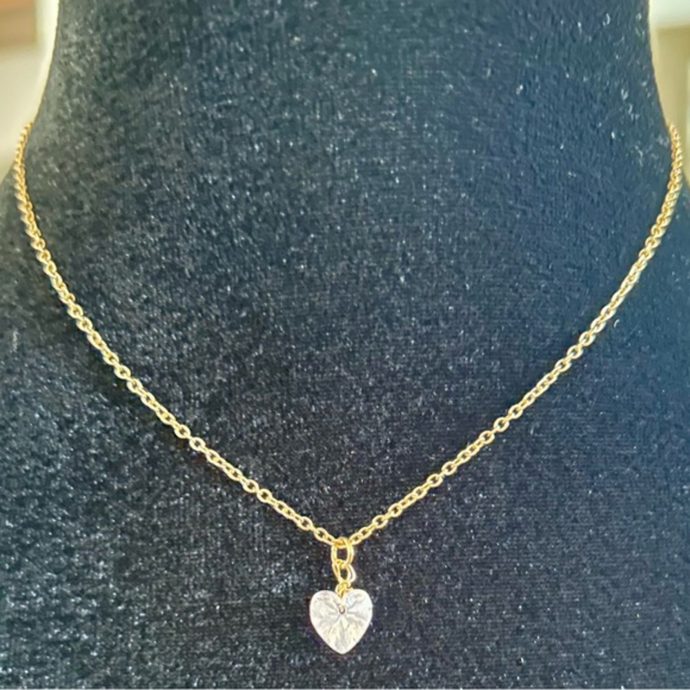 Sensitive Ears Cubic Zirconia Heart Necklace 59